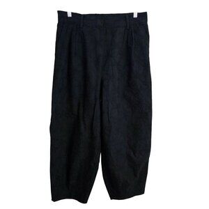 House Of Harlow Navy Embroidered Tone On Tone Cotton Barrel Trousers Size L